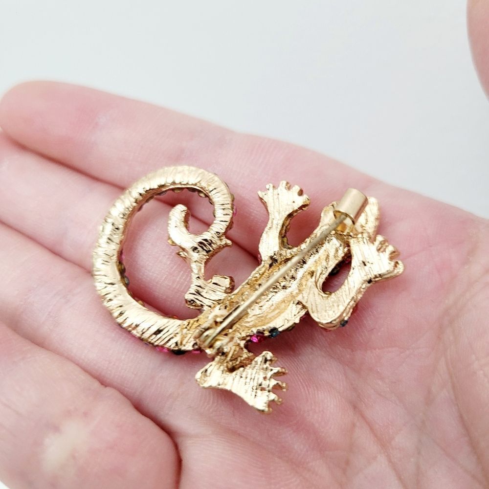 Brand New Colourful Rhinestone Lizard Pin Brooch - Picture 5 of 6